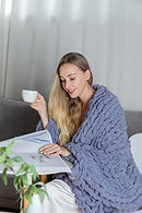 Chenille Chunky Knit Throw Blanket Cable Knitted Soft Cozy Polyester B088FK6QRZ - Like New