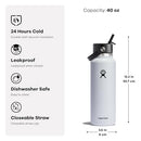 HYDRO FLASK WIDE MOUTH VACUUM INSULATED STAINLESS WATER BOTTLE, 40OZ - SUNGLOW - Brand New