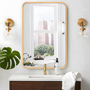 FUWU HOME WOOD BATHROOM MIRROR FOR WALL 26" X 40" FARMHOUSE 115105N - NATURAL - Like New