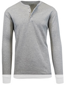 BLUE ICE GBH MEN'S WAFFLE-KNIT HENLEY THERMAL SHIRT - SIZE: MEN L - GRAY - Brand New