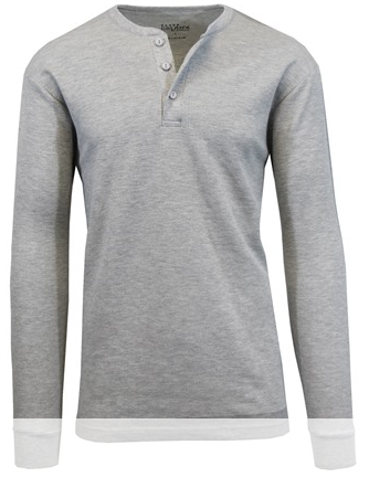 BLUE ICE GBH MEN'S WAFFLE-KNIT HENLEY THERMAL SHIRT - SIZE: MEN L - GRAY - Brand New
