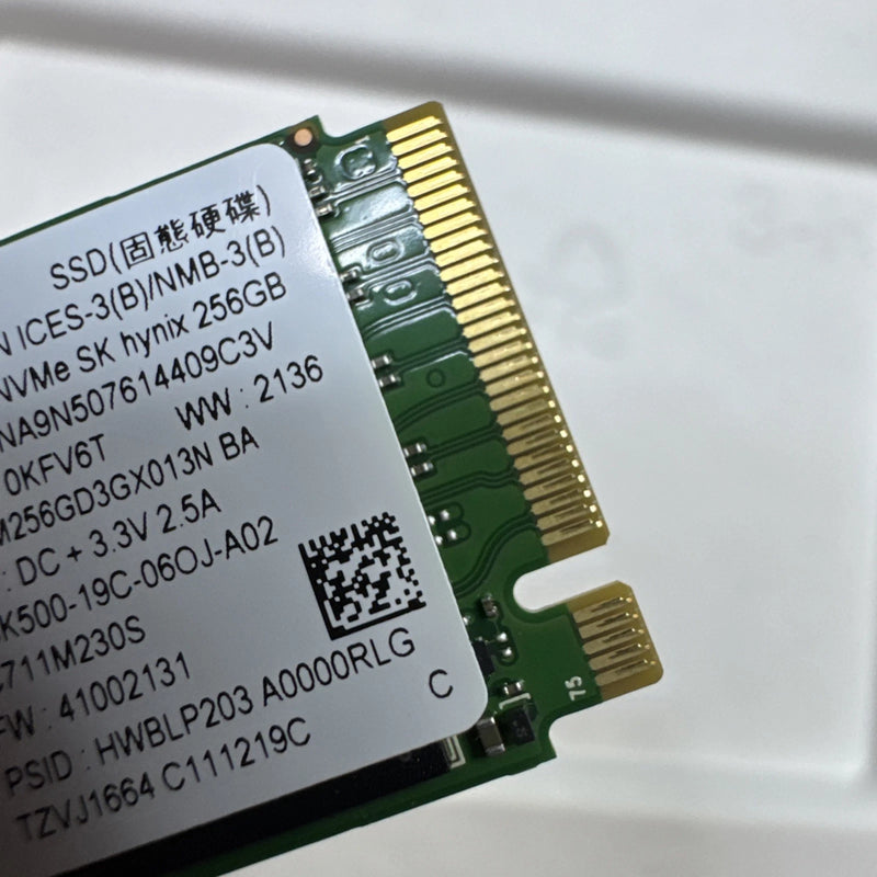 SK HYNIX BC711 256GB NVME SSD M.2 PCIE GEN3X4 - GREEN - Like New