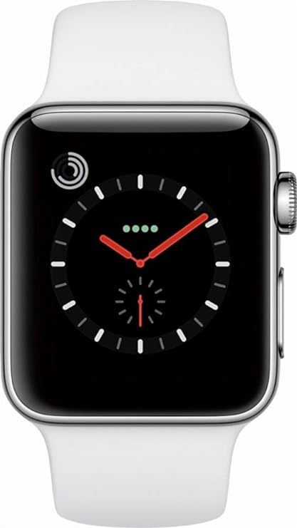 Apple Watch Series 3 GPS + LTE 38mm MQJV2LL/A - Stainless Steel/White Sport Band - Like New