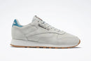 REEBOK MENS CLASSIC LEATHER LIFESTYLE SNEAKERS SIZE: 8 - PURE GRAY/STEELY BLUE - Like New