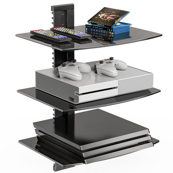 WALI FLOATING ENTERTAINMENT CENTER SHELVES HOLDS CS303B - BLACK - Scratch & Dent
