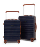 TRAVELERS CLUB PLATINUM NAVIGATE COLLECTION 2PC WIDE TROLLEY - NAVY/BROWN - Like New