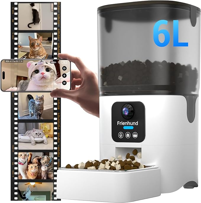 Frienhund Smart Camera Automatic Cat Feeder 1080P HD Live View 5G - White Like New