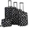 Rockland Polka Softside Upright Luggage Set, Expandable, Lightweight, Black Dot New