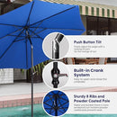 Outdoor Patio Umbrella with Push Button Tilt/Crank, Water 3A88LGBRLA9BLUV2-BLUE - Like New