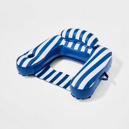 SUN SQUAD INFLATABLE POOL CHAIR - NAVY / WHITE - Like New