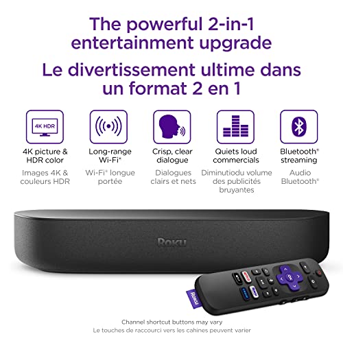 ROKU STREAMBAR 4K HDR STREAMING DEVICE PREMIUM ROKU REMOTE 9102X - BLACK - Brand New