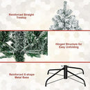 COSTWAY 7.5 FT Snow Flocked Christmas Tree, Artificial Hinged Pine Tree White - Brand New