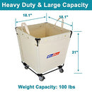 Heavy-Duty Canvas Laundry Hamper with Wheels for Home Closet B09QSKVWM1 - Beige - Brand New