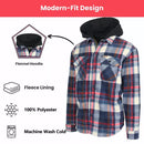 MATIX MEN'S HOODED FLANNEL FAUX SHERLING LINED SHACKET SIZE: MEN L - WHITE/NAVY - Brand New
