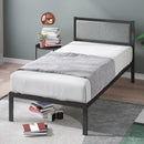 ZINUS KOREY METAL PLATFORM BED FRAME WITH UPHOLSTERED HEADBOARD TWIN - BLACK - Like New