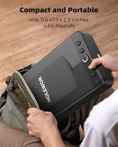 HOLEWOR CAR GUN SAFE SMALL PISTOL SAFE BIOMETRIC GUN LOCK BOX HANDGUN - BLACK - Like New