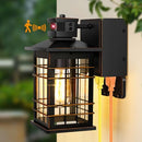 Motion Sensor Dusk Dawn Outdoor Wall Light Fixture with GFCI Outlets - Like New