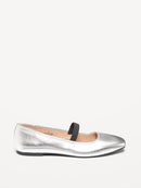 OLD NAVY MARY JANE SQUARE-TOE BALLET FLATS - SIZE: WOMEN 10 - SILVER - Like New