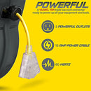 ReelWorks Extension Cord Reel Retractable 14AWG x 50' Foot 3C/SJTOW Glow Strip - Brand New