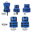 ONYX General Purpose Boating Life Jacket Adult Oversize Size (40"-60") Blue - Brand New