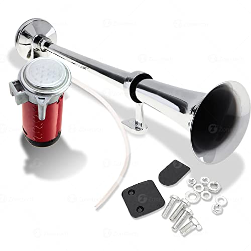 ZONETECH ZONE TECH 12V SINGLE TRUMPET AIR HORN PREMIUM QUALITY SILVER Like New