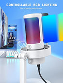FIFINE USB PC RGB Microphone for Live Streaming, Gaming A8W - WHITE - Like New