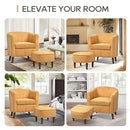 COLAMY Modern Accent Chair with Storage Ottoman, Corduroy, Barrel, Yellow - Brand New