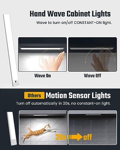 SUPERDANNY 16" Under Cabinet Lights Wave Sensor LED Rechargeable 2/Pack - White - Like New