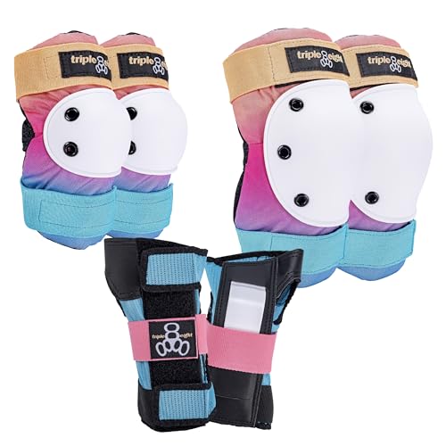 EIGHT BALL TRIPLE EIGHT SAVER SERIES 3-PACK PAD SET - YOUTH XS - RAINBOW - Like New