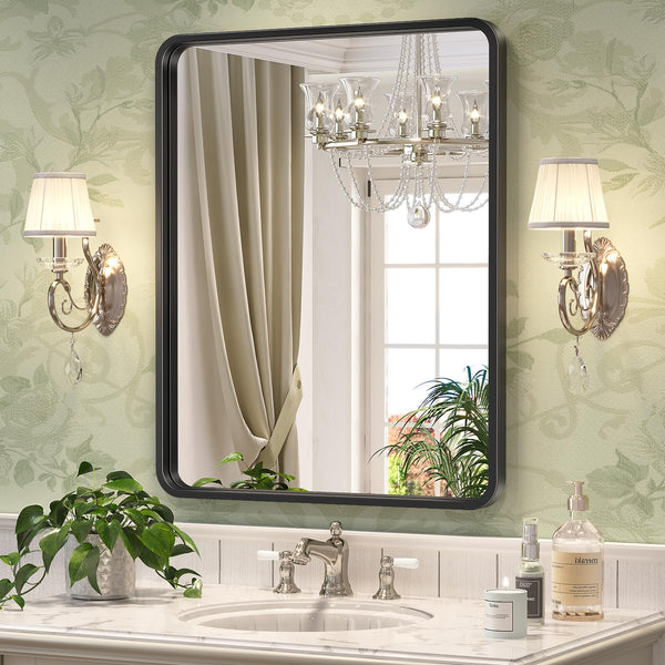 BRIGHTIFY BLACK BATHROOM MIRROR WALL 22 X 30 METAL RECTANGLE SY2010-22X30-BK - Like New