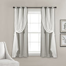 LUSH DECOR SHEER GROMMET CURTAINS INSULATED BLACKOUT LINING WINDOW CURTAIN- GRAY - Brand New