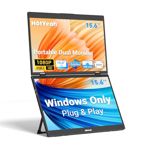 HOTYEAH TRIPLE LAPTOP SCREEN EXTENDER 15.6" FOLDING PORTABLE USB C - BLACK - Like New