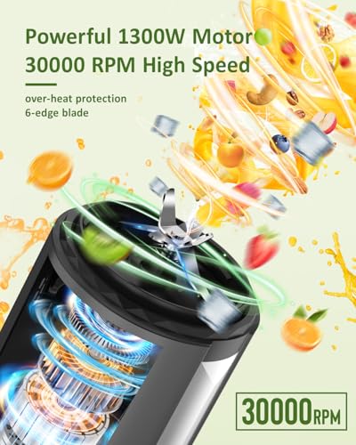 TOAKELI SMOOTHIE BLENDER, 1300 W UPGRADED COMPACT PERSONAL BLENDER - GREY/BLACK - Like New