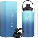 HYDROPAL 40 oz Insulated Water Bottle, 2-in-1 Lid, Thermos, HDP3064 - BLUE WAVE New