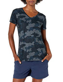 AMAZON ESSENTIALS WOMEN'S ACTIVE T-SHIRT, L, BLACK/NAVY CAMO - Brand New