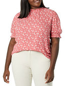 AMAZON ESSENTIALS WOMEN'S FLUID TWILL SHORT PUFF SLEEVE RUFFLE - SIZE: L - Brand New