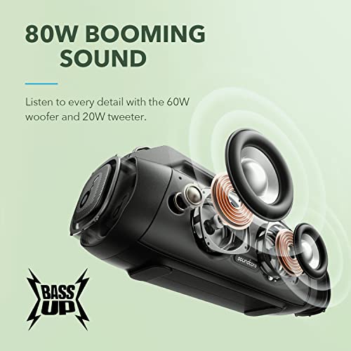 SOUNDCORE ANKER MOTION BOOM PLUS IP67 PORTABLE SPEAKER 80W STEREO SOUND - BLACK - Like New