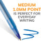 BIC ROUND STIC BALLPOINT PENS, MEDIUM POINT, 1.0 MM BLUE INK, PACK OF 12 - BLUE - Brand New