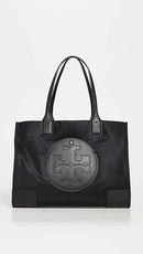 Tory Burch Small Ella Recycled Nylon Tote Bag Faux Leather 88578-001 - Black - Like New