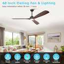 PARROT UNCLE CEILING FANS LIGHTS REMOTE 60 F6004BR - WALNUT - Like New