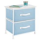 mDesign Dresser Night Stand 2 Drawers - Jane Collection, Light Blue/White - Brand New
