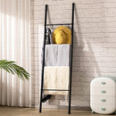 PARANTA Metal 4-Layer Towel Ladder with Hooks B092J234D6 - Black - Like New