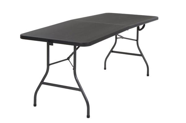 COSCO MOLDED FOLDING BANQUET TABLE W/HANDLE, 6FT, Centerfold 14678BLK1 BLACK - Like New