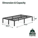 ZINUS YELENA 14 INCH METAL PLATFORM BED FRAME QUEEN - BLACK - Like New