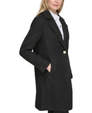 KARL LAGERFELD WOMEN'S SOLID TEXTURE WOOL CLASSIC BLAZER BLACK X-LARGE - Brand New