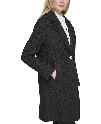 KARL LAGERFELD WOMEN'S SOLID TEXTURE WOOL CLASSIC BLAZER BLACK X-LARGE - Brand New