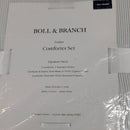 BOLL & BRANCH ORGANIC COTTON COMFORTER & SHAM SET FULL/QUEEN - WHITE/SHORE - Like New