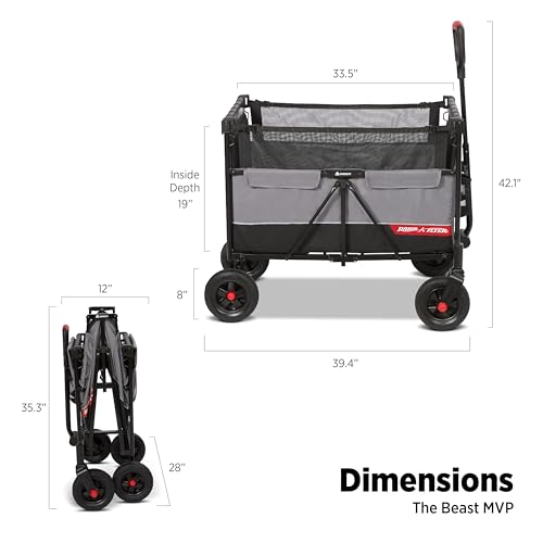 RADIO FLYER THE BEAST MVP WAGON HEAVY DUTY FOLDING COLLAPSIBLE 3992 - GRAY - Like New