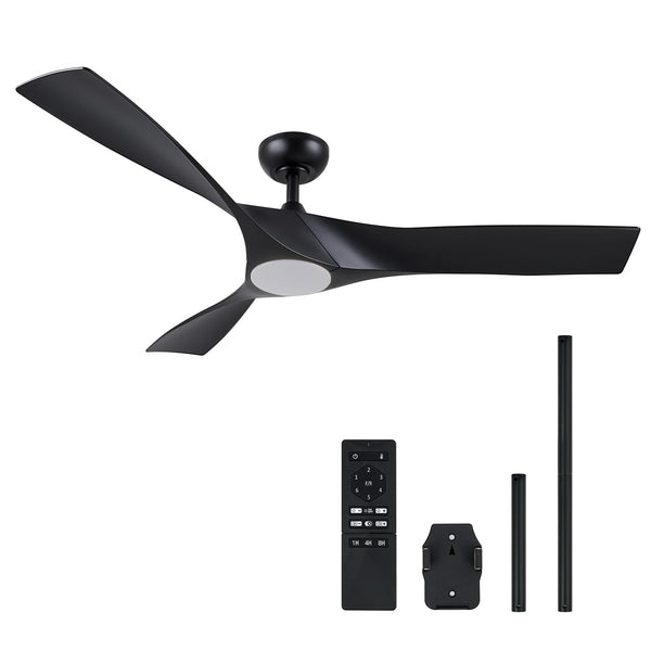 VONLUCE Ceiling Fan Light Remote Control 52 Inch Modern 3 Blades - BLACK - Like New