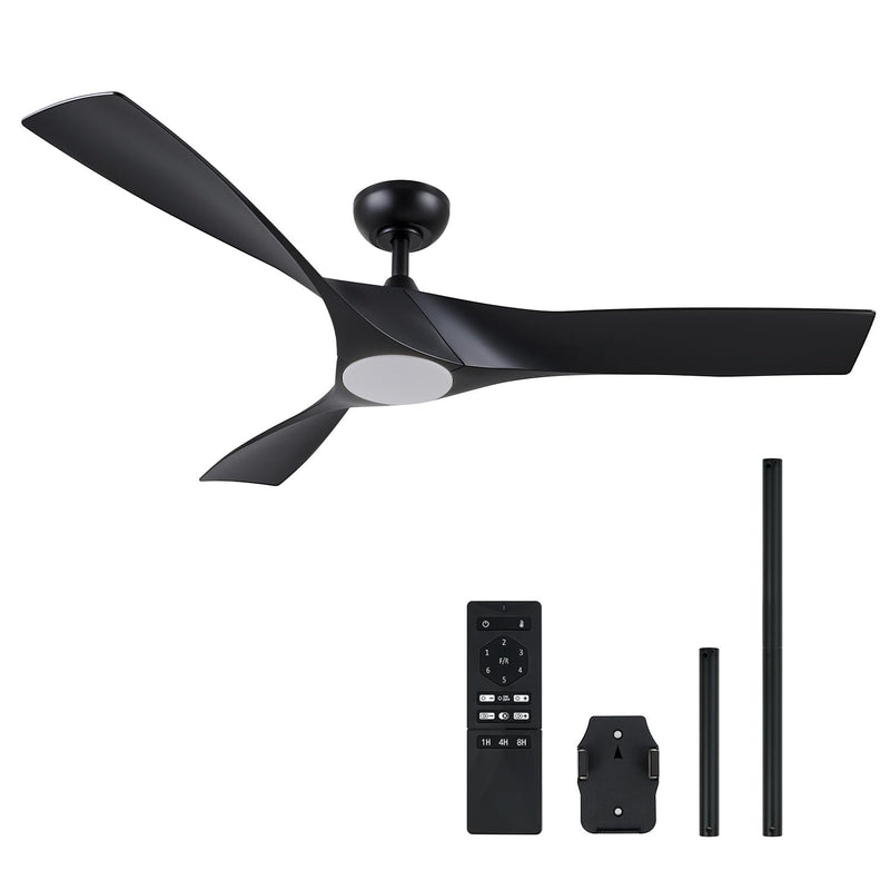 VONLUCE Ceiling Fan Light Remote Control 52 Inch Modern 3 Blades - BLACK - Like New